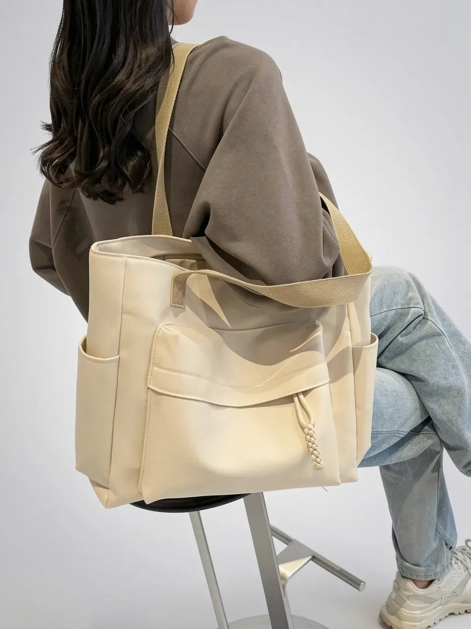 Céleste — Grand cabas toile imperméable poches latérales