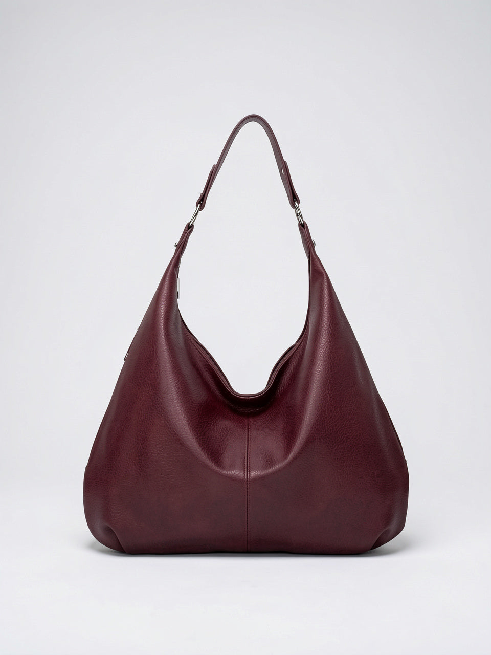 Adélaïde — Sac cuir hobo souple - Bordeaux