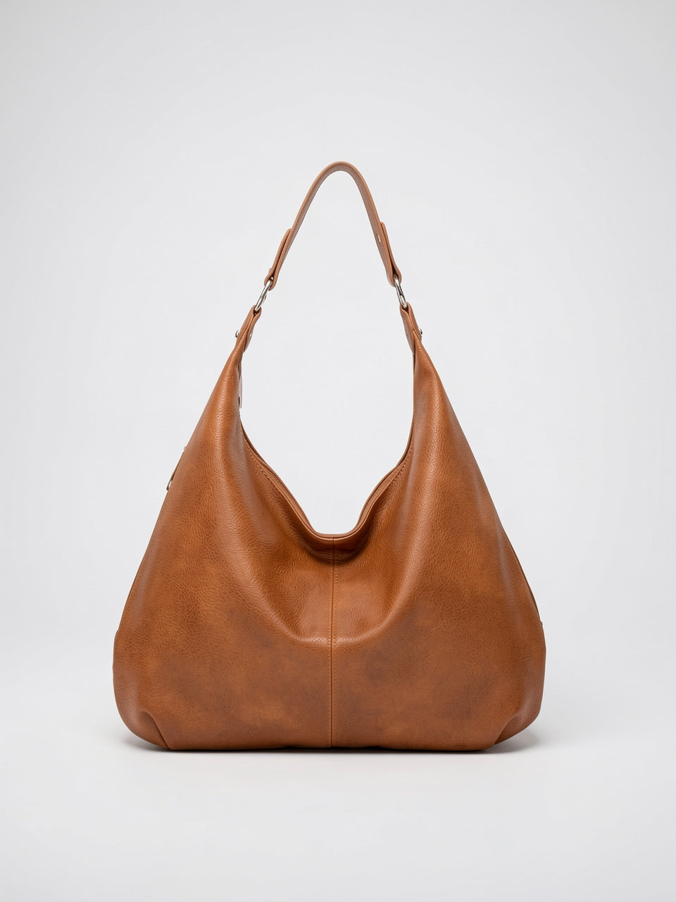 Adélaïde — Sac cuir hobo souple - Marron