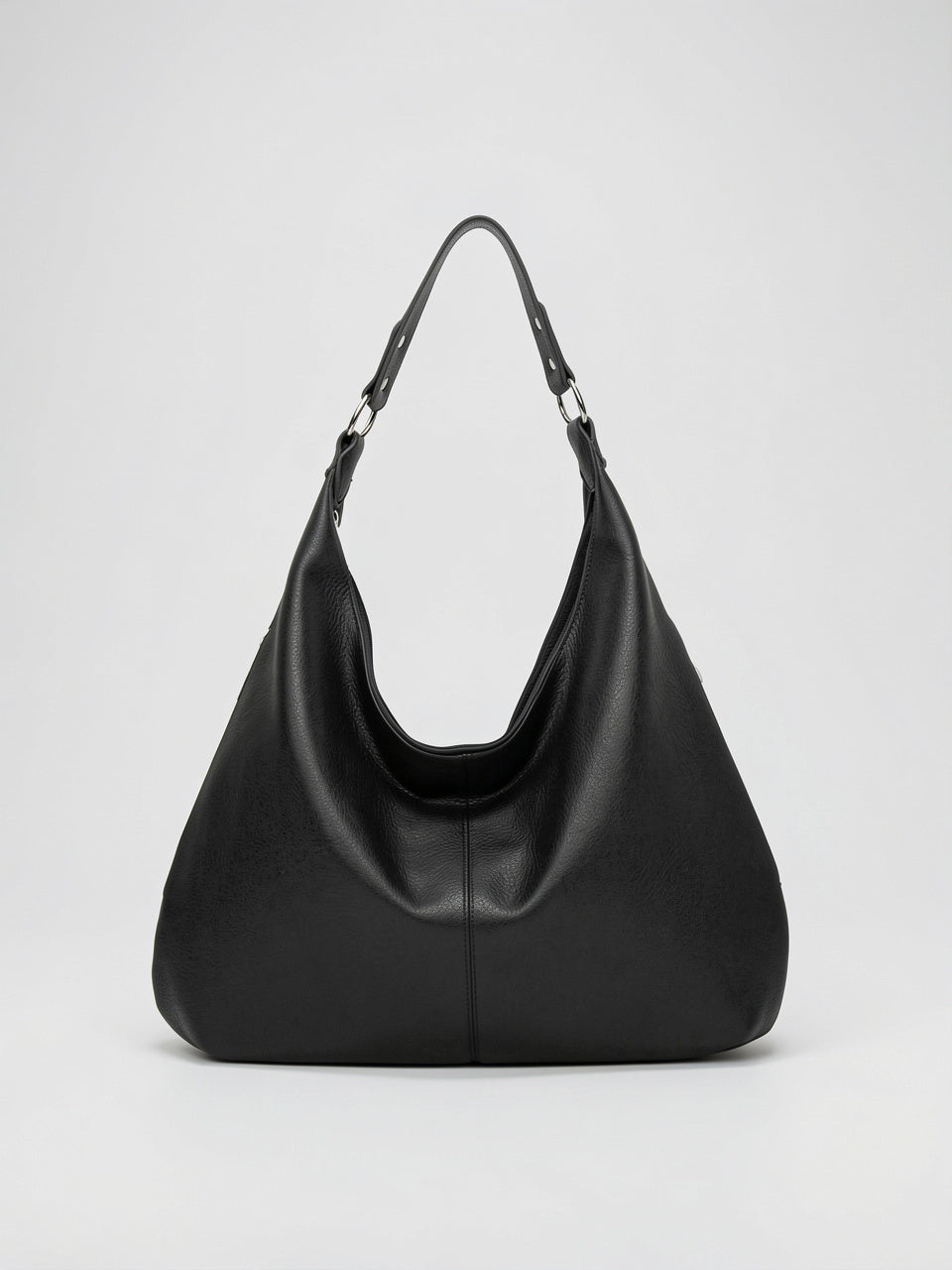 Adélaïde — Sac cuir hobo souple - Noir