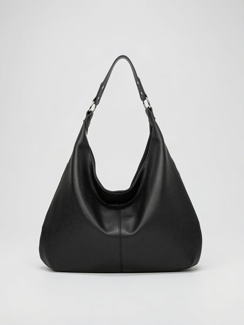 Adélaïde — Sac cuir hobo souple - Noir