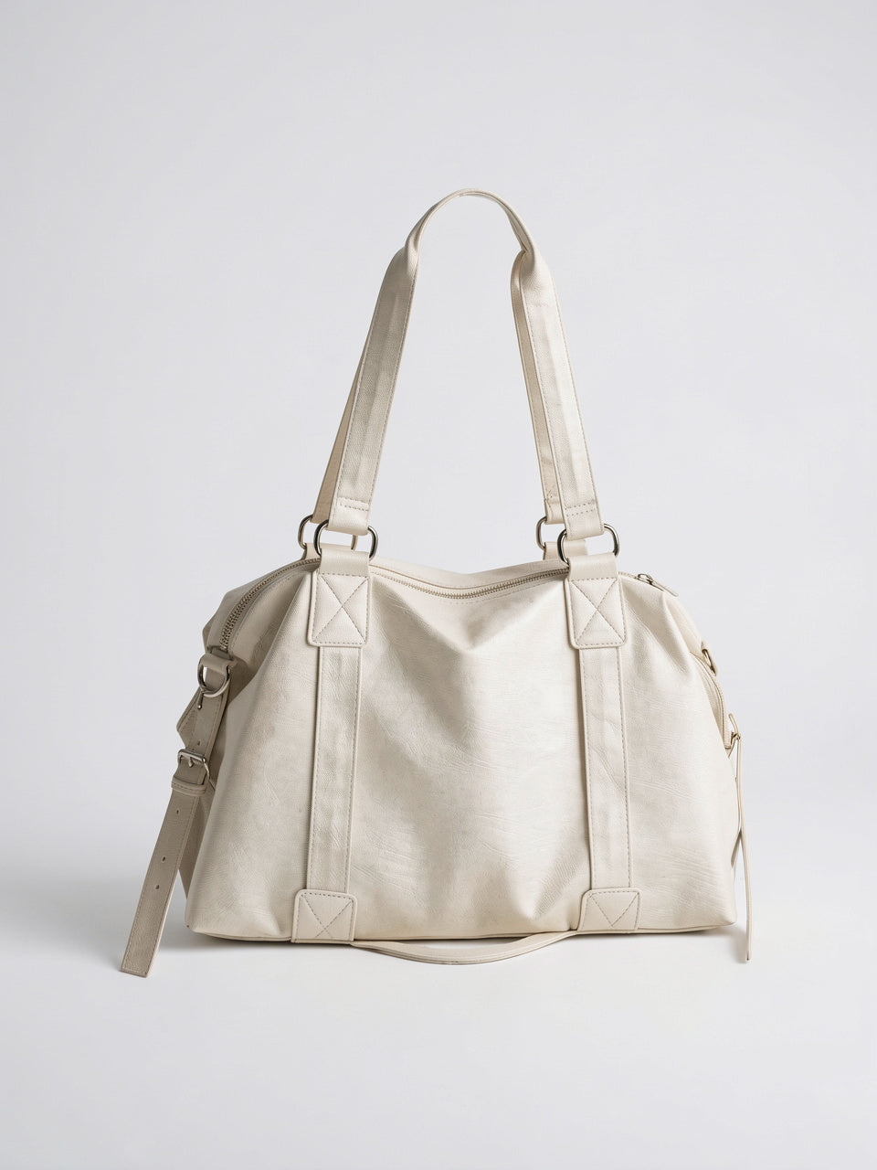 Albane — Grand sac à main rétro de cours souple à bandoulière - Blanc
