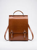 Aliénor — Sac à dos élégant en cuir femme - Marron Clair