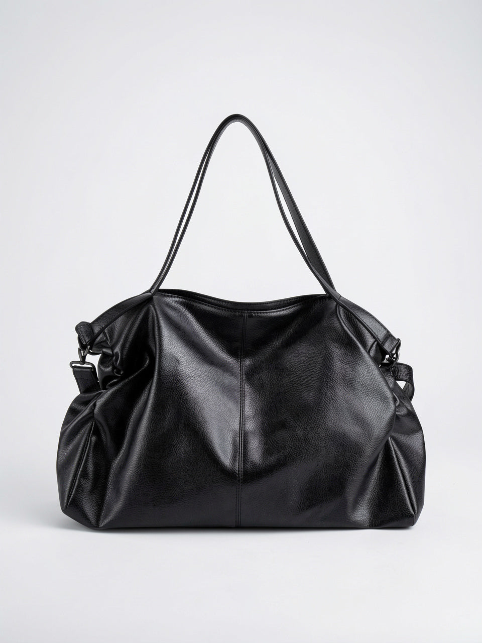 Apolline — Grand sac à main souple de cours avec bandoulière - Noir