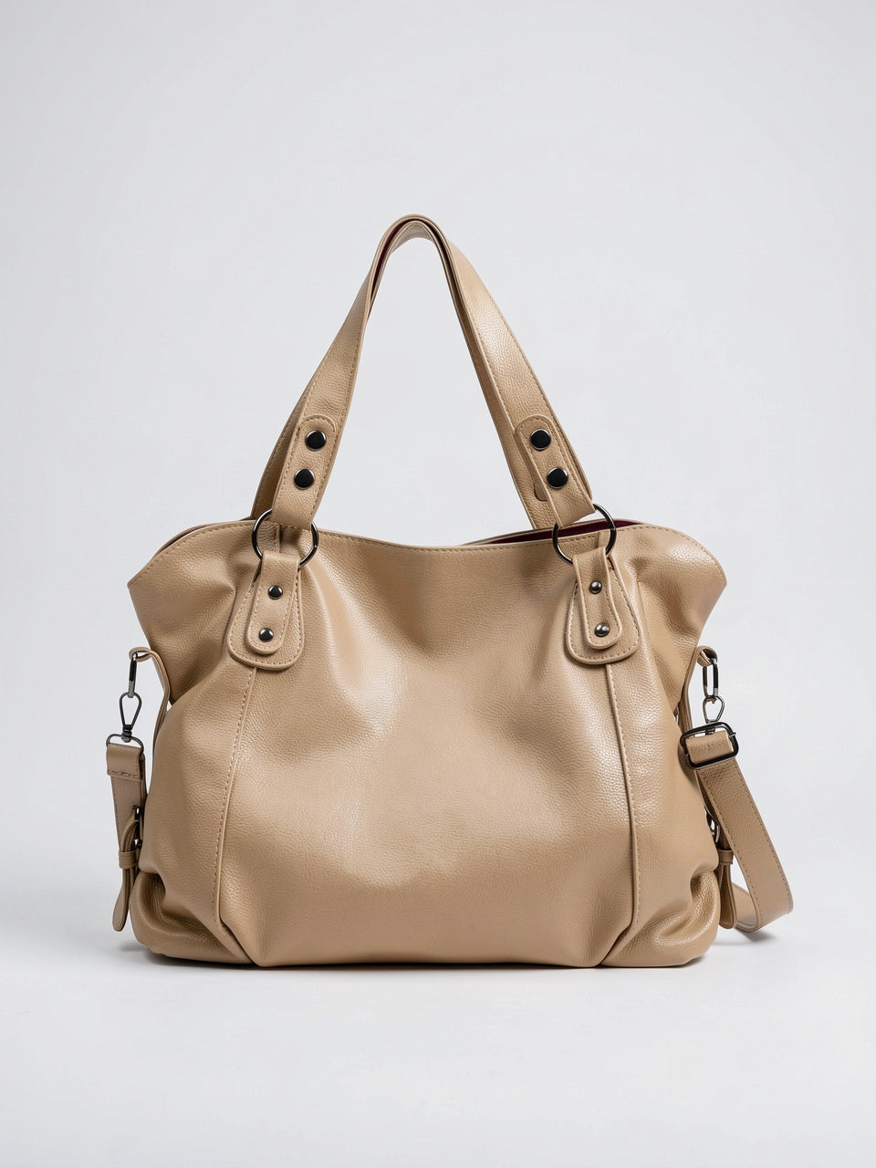 Artémis — Grand sac à main noir en cuir souple - Khaki