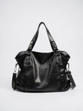 Artémis — Grand sac à main noir en cuir souple - Noir