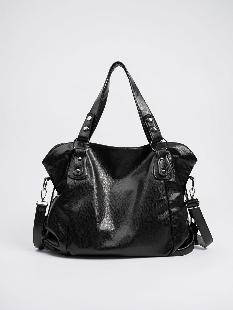 Artémis — Grand sac à main noir en cuir souple - Noir