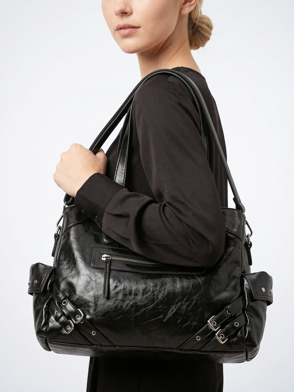 Azalée — Sac de cours à main rétro en cuir vegan - 10