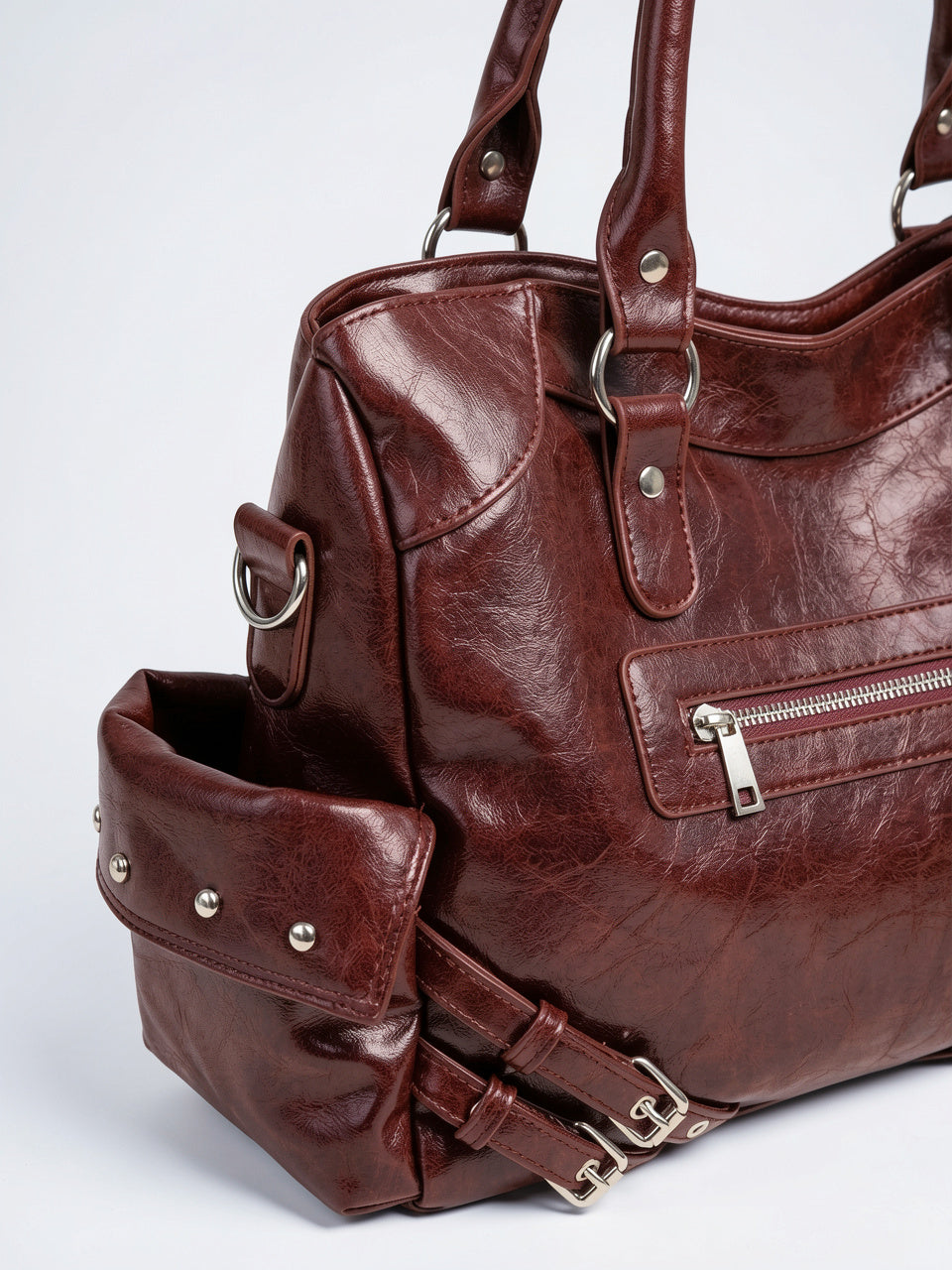 Azalée — Sac de cours à main rétro en cuir vegan - 3