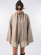 Lison — Manteau Laine Tweed Femme Ample Coupe Col Rond