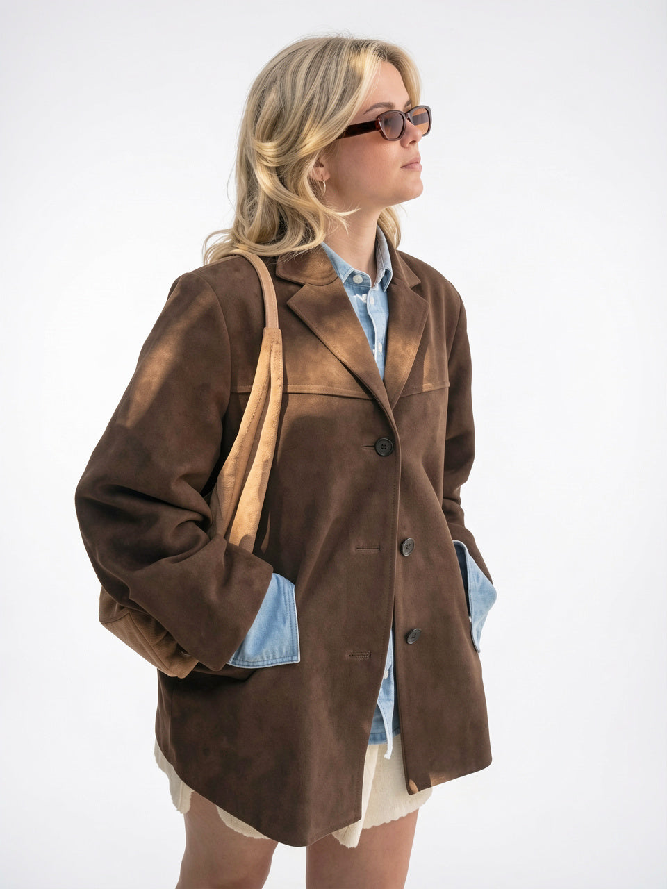 Blazer Oversize pour Femmes, Boutonné, Coupe Relax, Revers Classiques - 4