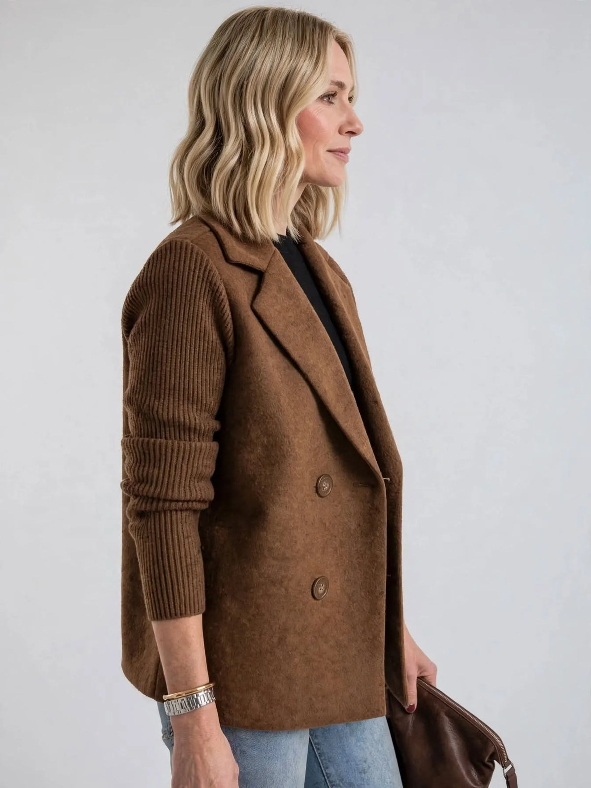 Manteau femme manches patchwork décontracté poches coton