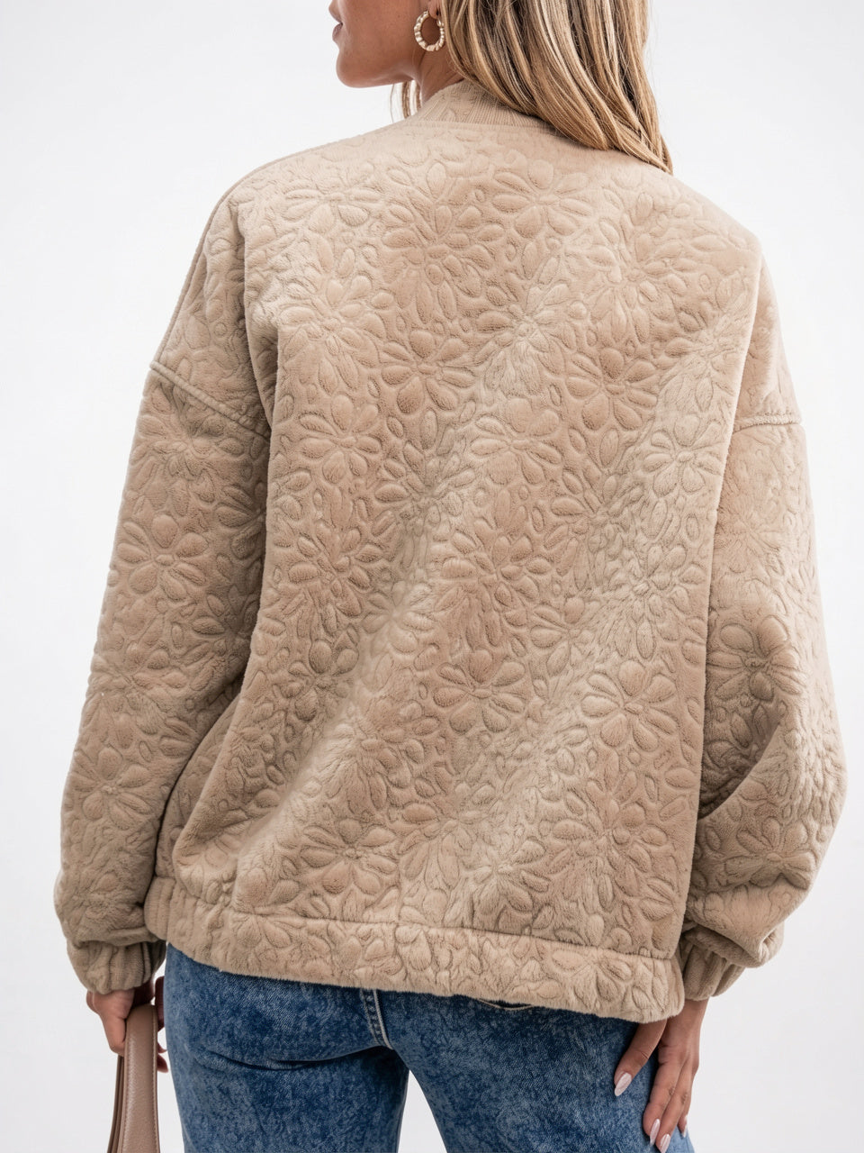 Blouson Bomber Floral Texturé Chaud Coupe Relax - 3