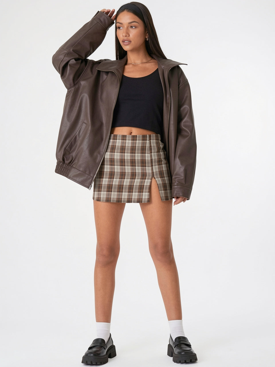 Blouson Bomber Oversize pour Femmes, Vêtement Extérieur Décontracté, Cuir Premium, Coupe Relax - 2