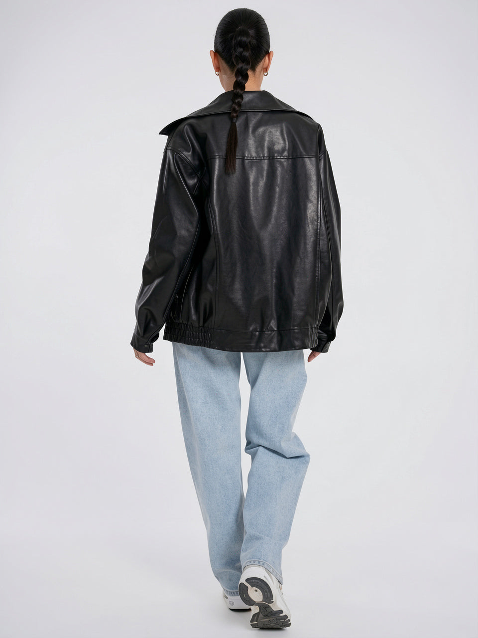 Blouson Bomber Oversize pour Femmes, Vêtement Extérieur Décontracté, Cuir Premium, Coupe Relax - 6