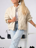 Bomber Matelassé Femme Oversize Quotidien Confort Coupe Ample - Kaki S