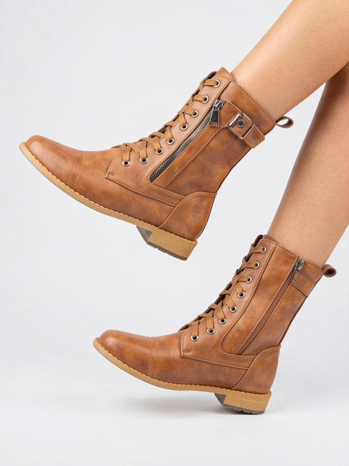 Bottes Cuir Lacets Fermeture Éclair Semelle Durable - 1