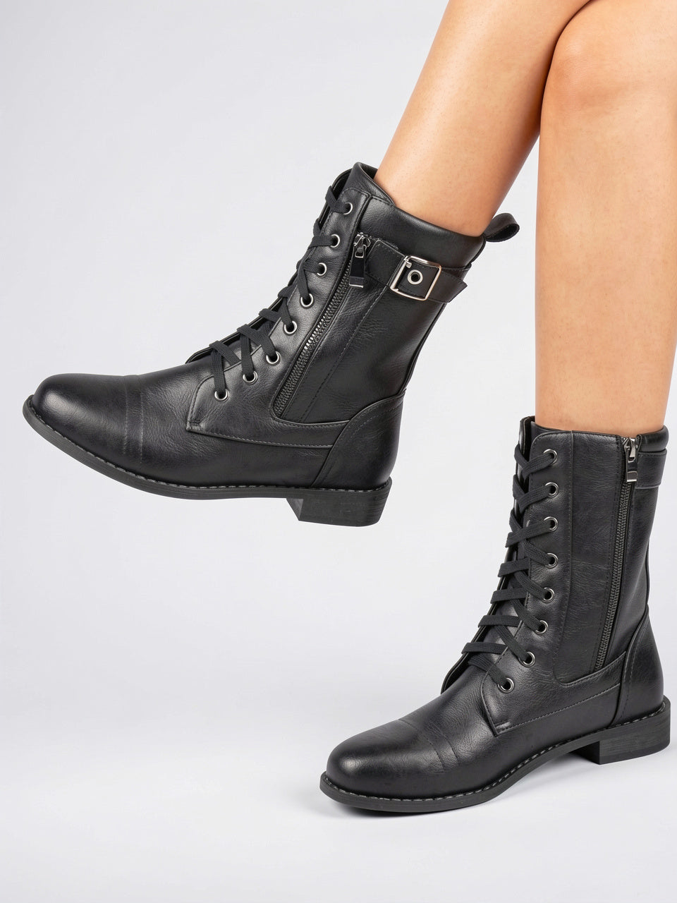 Bottes Cuir Lacets Fermeture Éclair Semelle Durable - 4