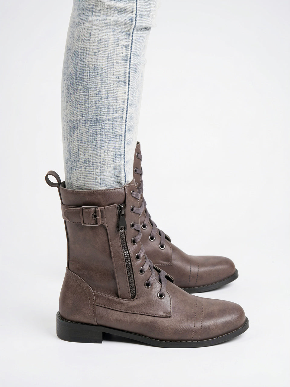 Bottes Cuir Lacets Fermeture Éclair Semelle Durable - 6
