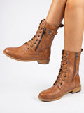 Bottes Cuir Lacets Fermeture Éclair Semelle Durable - Marron 5