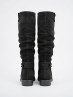 Bottes hautes en daim pour femmes avec fermeture éclair latérale, usage quotidien talon bas, silhouette slouch et texture douce - 4