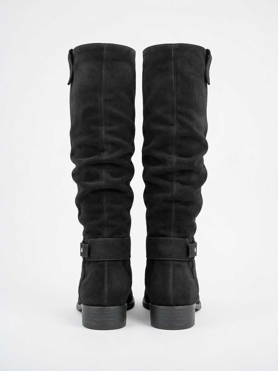Bottes hautes en daim pour femmes avec fermeture éclair latérale, usage quotidien talon bas, silhouette slouch et texture douce - 4