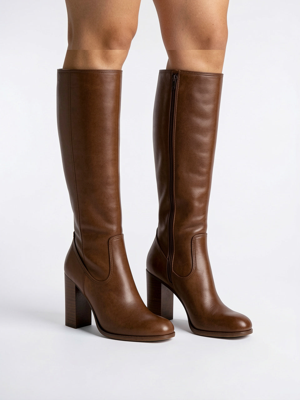 Bottes hautes femme fermeture éclair talon bloc - 2