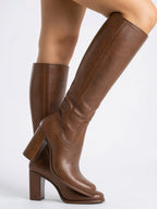 Bottes hautes femme fermeture éclair talon bloc - 3