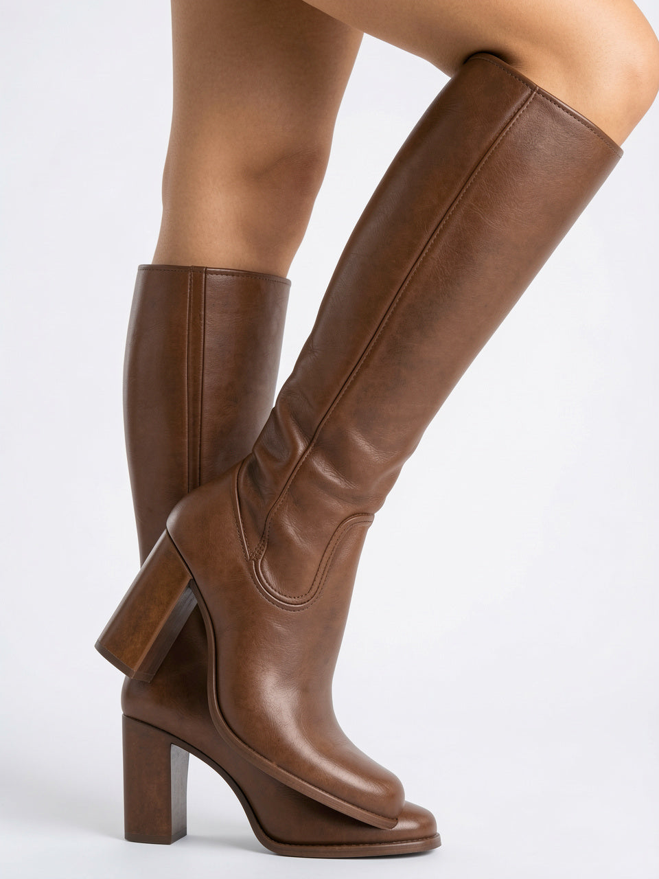 Bottes hautes femme fermeture éclair talon bloc - 3
