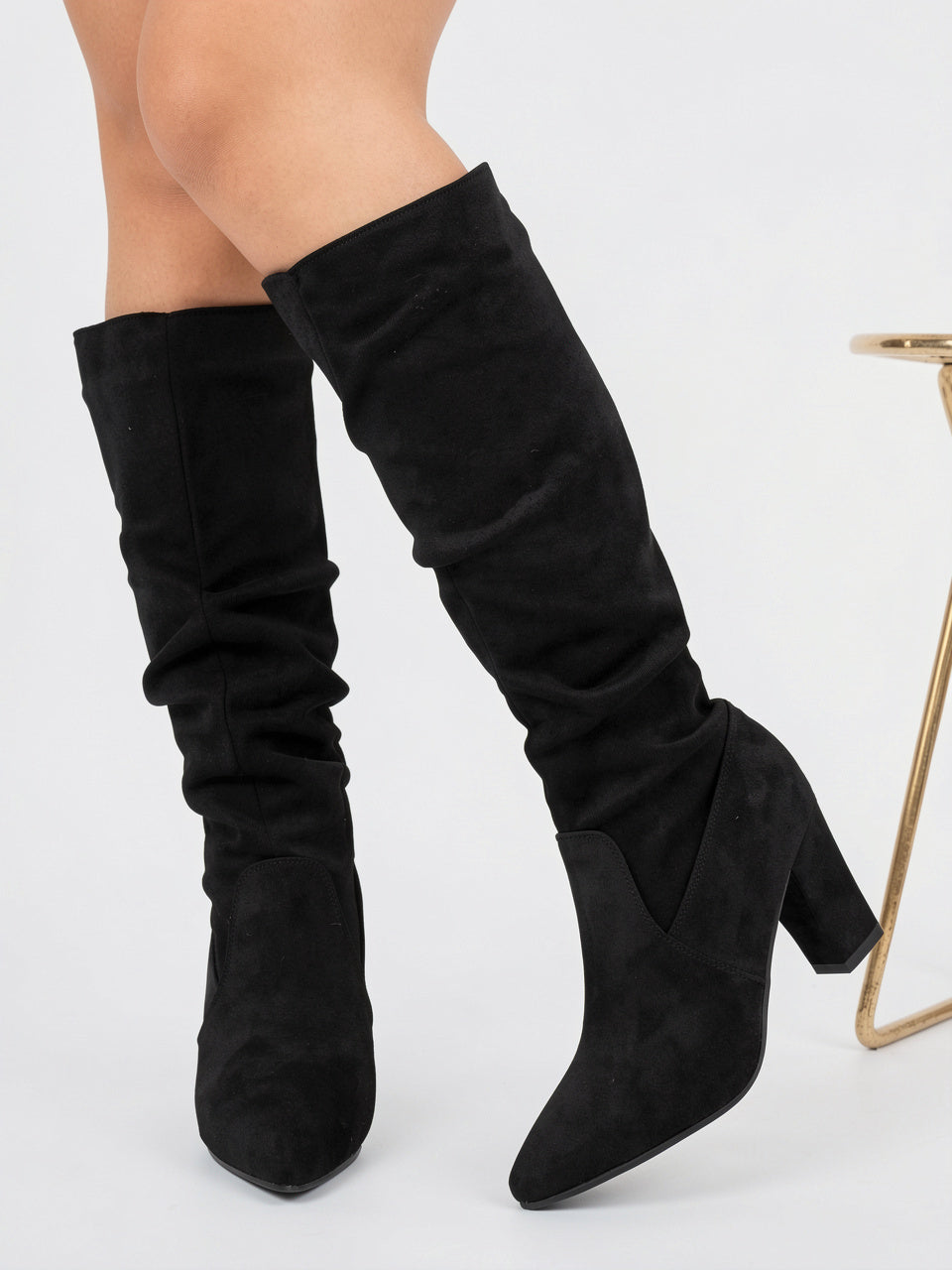 Bottes hautes femme moderne talon bloc ajustées - 5