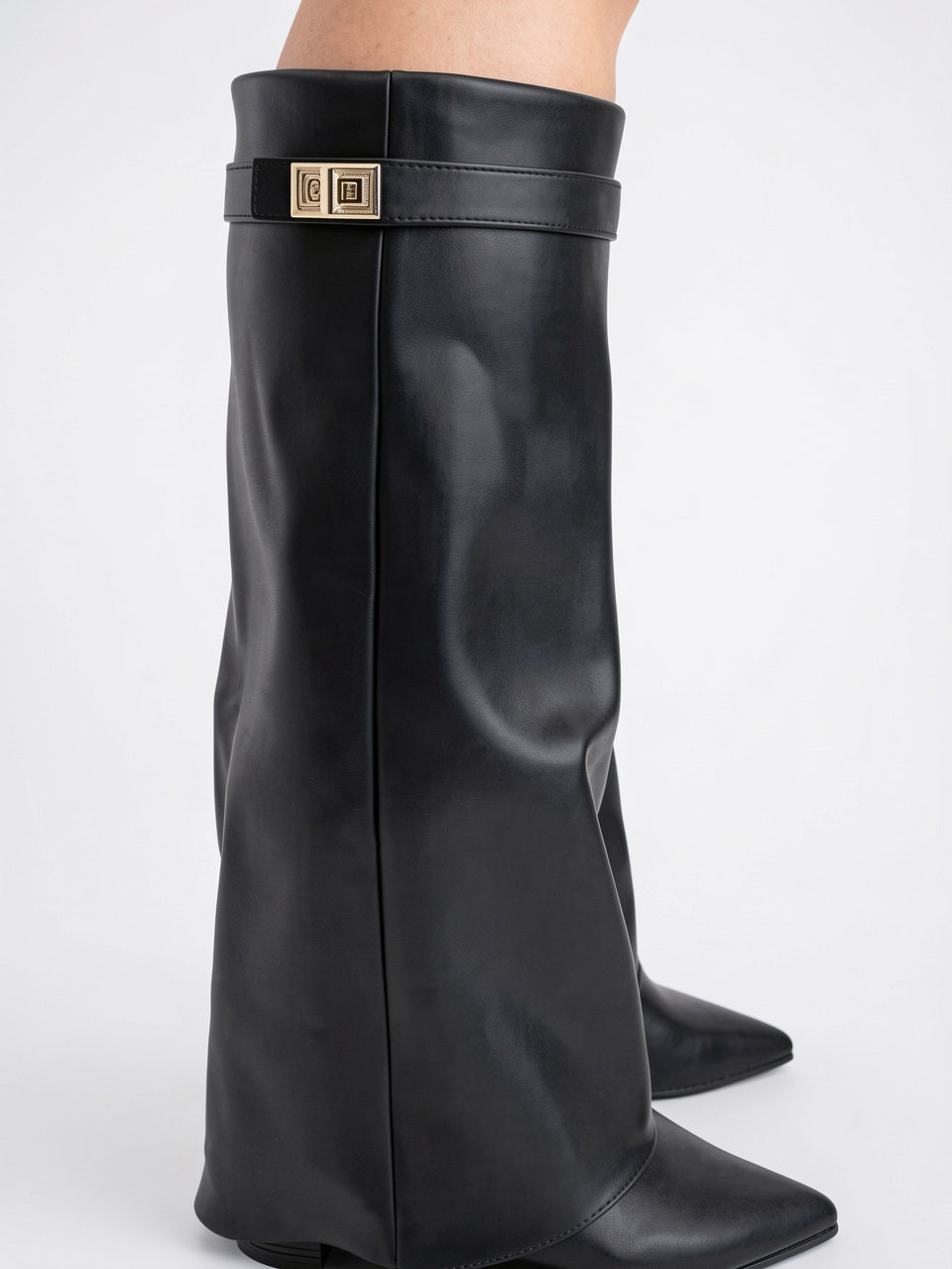 Bottes hautes femme suédine détail doré talons - 8