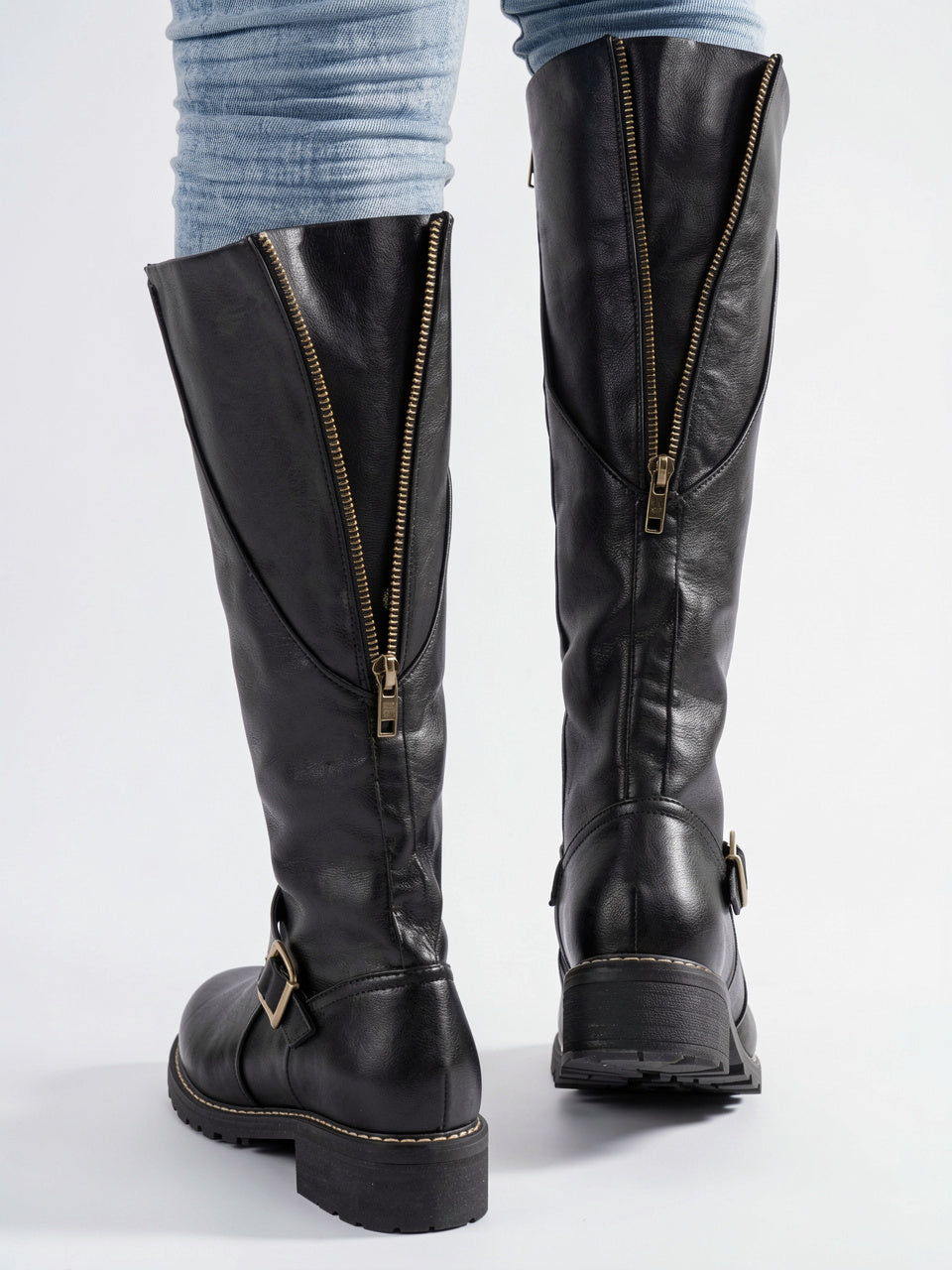 Bottes hautes hiver femme boucle semelle stable - 3