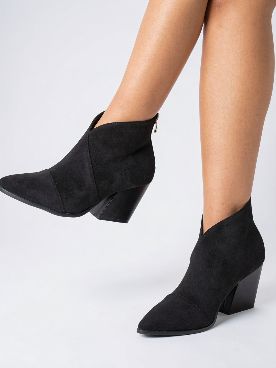 Bottines pour Femmes Style Chaussures Décontractées, Talon Bloc, Bout Pointu, Semelle Coussinée - 2