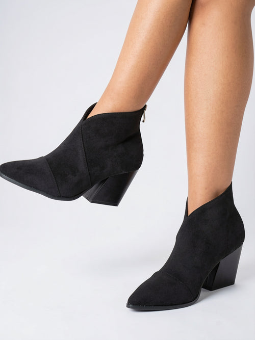 Bottines pour Femmes Style Chaussures Décontractées, Talon Bloc, Bout Pointu, Semelle Coussinée - 2