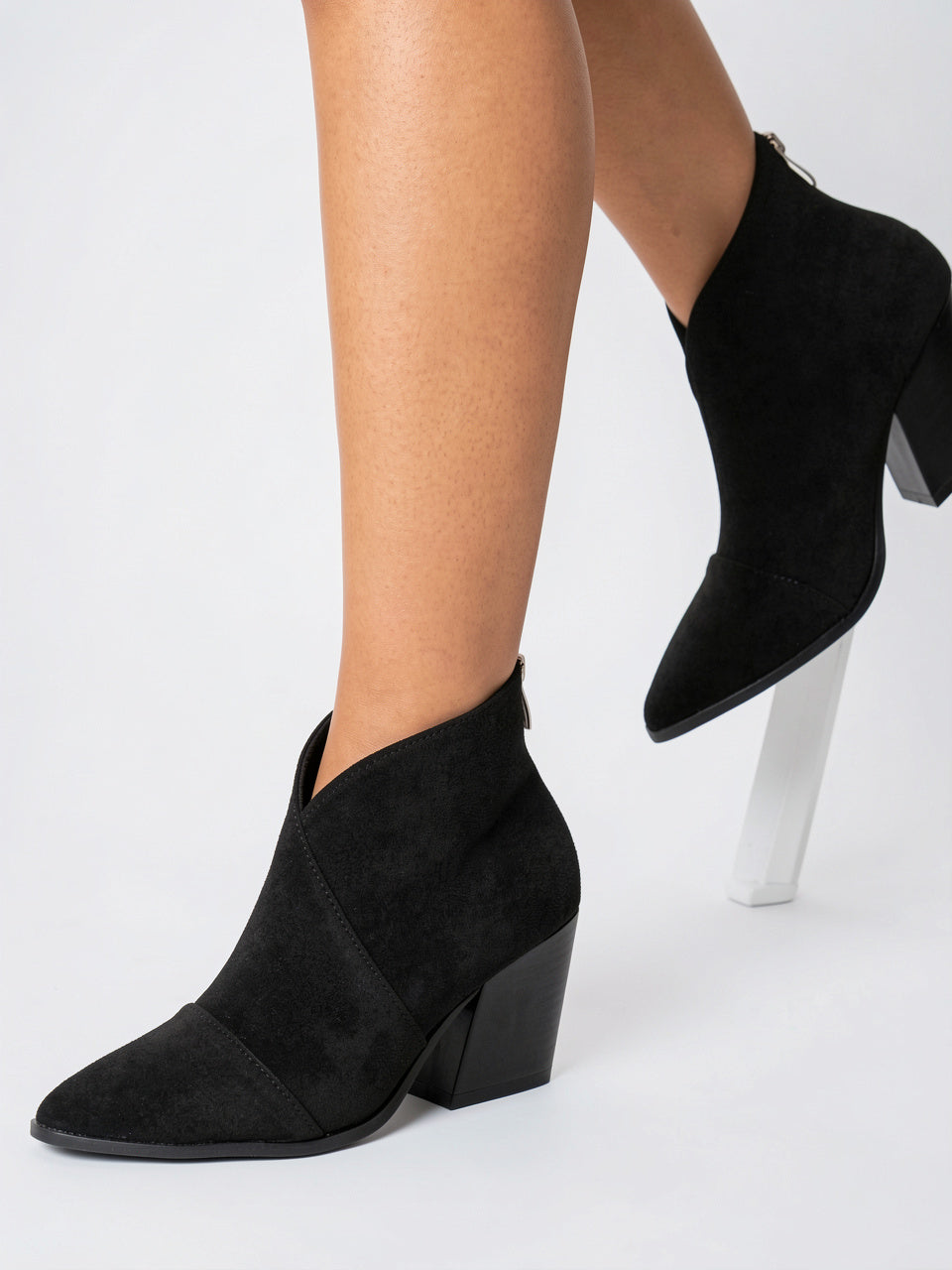 Bottines pour Femmes Style Chaussures Décontractées, Talon Bloc, Bout Pointu, Semelle Coussinée - 3