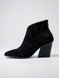 Bottines pour Femmes Style Chaussures Décontractées, Talon Bloc, Bout Pointu, Semelle Coussinée - Black 4
