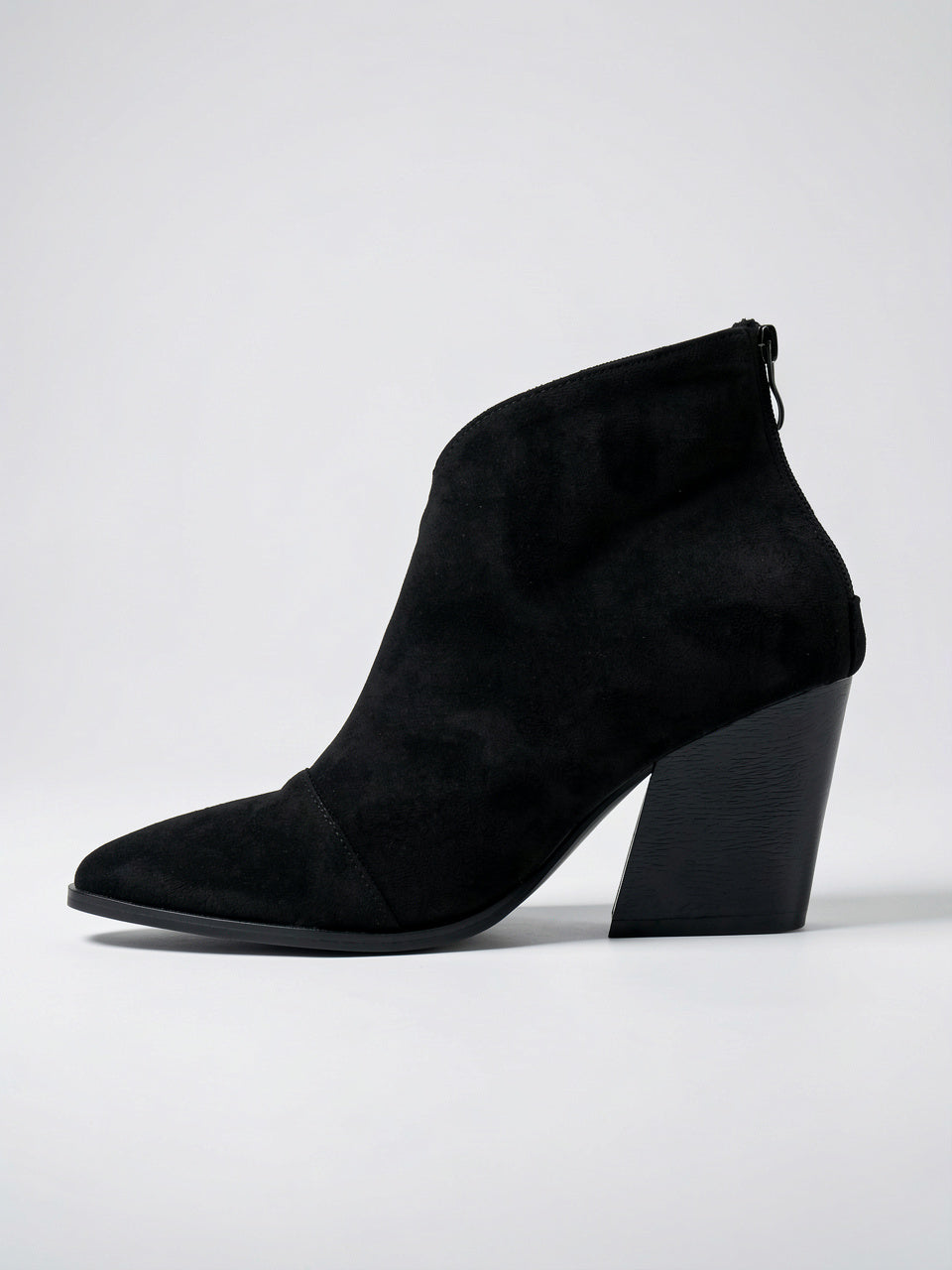 Bottines pour Femmes Style Chaussures Décontractées, Talon Bloc, Bout Pointu, Semelle Coussinée - Black 4