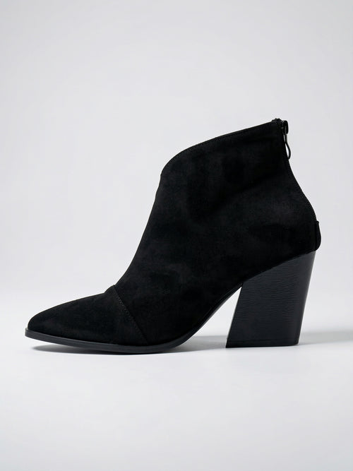 Bottines pour Femmes Style Chaussures Décontractées, Talon Bloc, Bout Pointu, Semelle Coussinée - Black 4