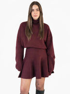 Isaline — Robe Mini Évasée Manches Longues Col Roulé Femmes, Tricot Doux