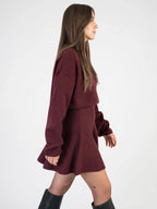 Isaline — Robe Mini Évasée Manches Longues Col Roulé Femmes, Tricot Doux