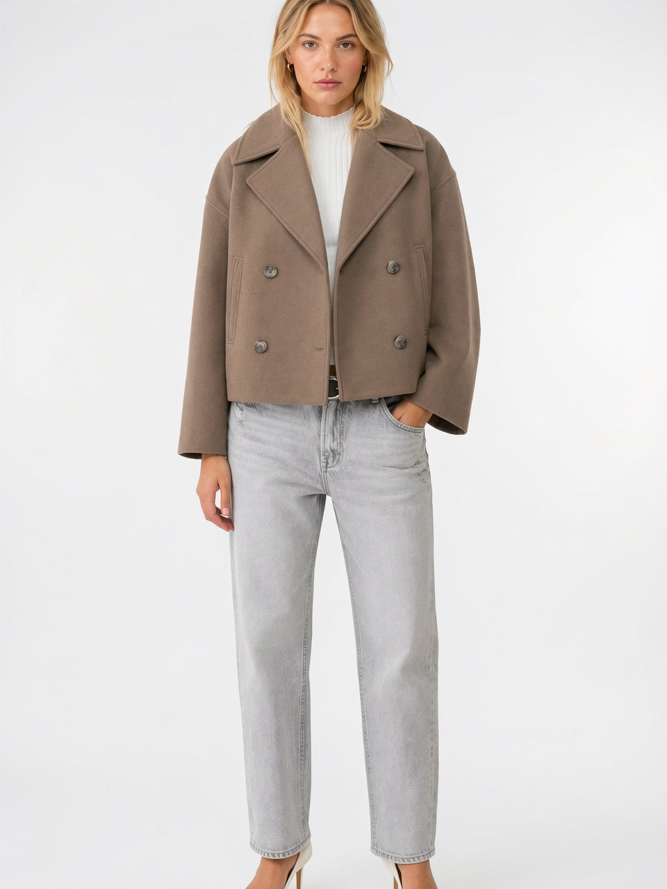 Caban Laine Court Oversize Boutonnage Croisé - 10