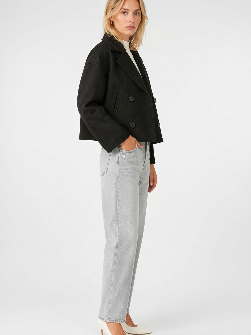 Caban Laine Court Oversize Boutonnage Croisé - 14