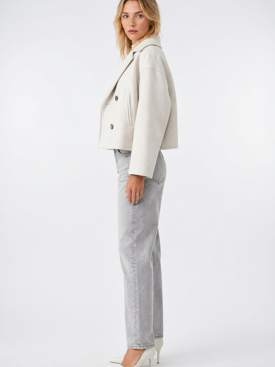 Caban Laine Court Oversize Boutonnage Croisé - 3