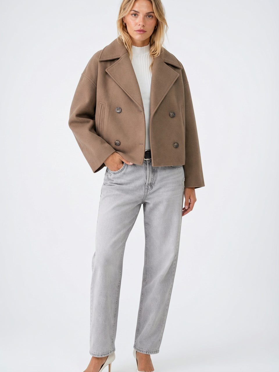 Caban Laine Court Oversize Boutonnage Croisé - 7