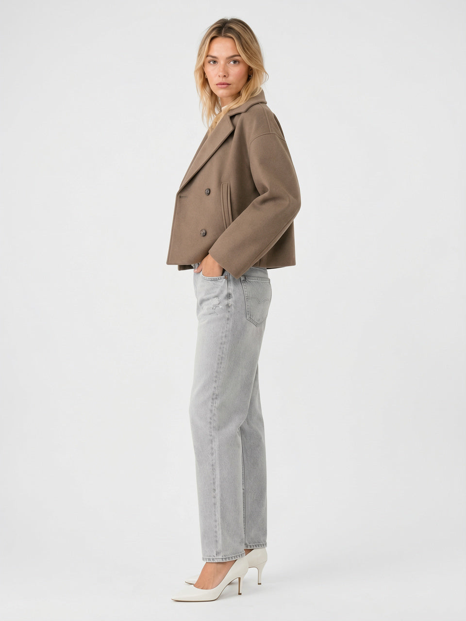 Caban Laine Court Oversize Boutonnage Croisé - 8