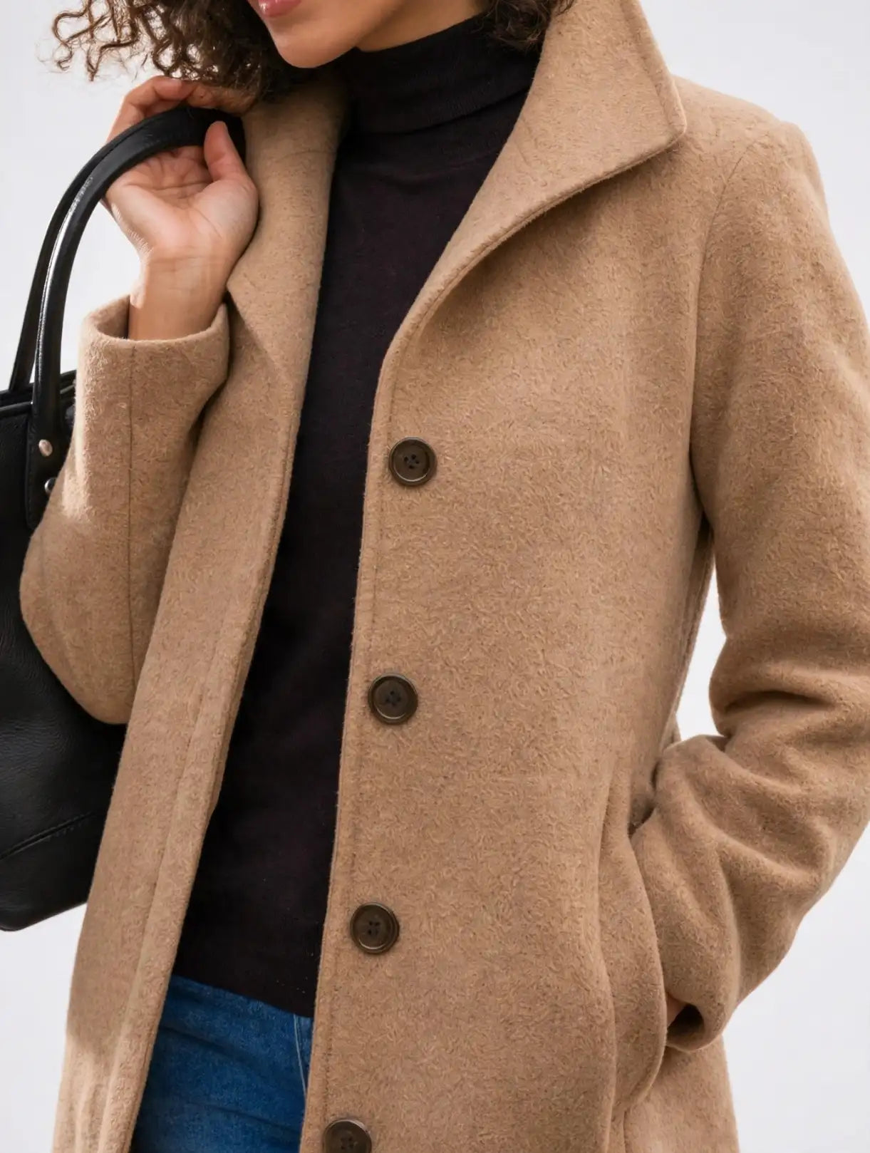 Manteau d'Hiver Classique Boutonnage Frontal pour Femmes, Manteau d'Automne Taille Longue, Coupe Ajustée