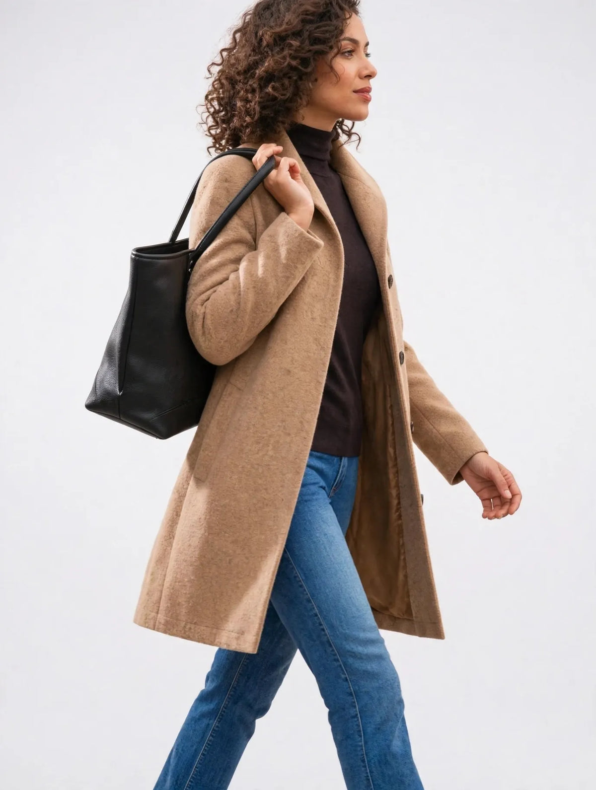 Manteau d'Hiver Classique Boutonnage Frontal pour Femmes, Manteau d'Automne Taille Longue, Coupe Ajustée