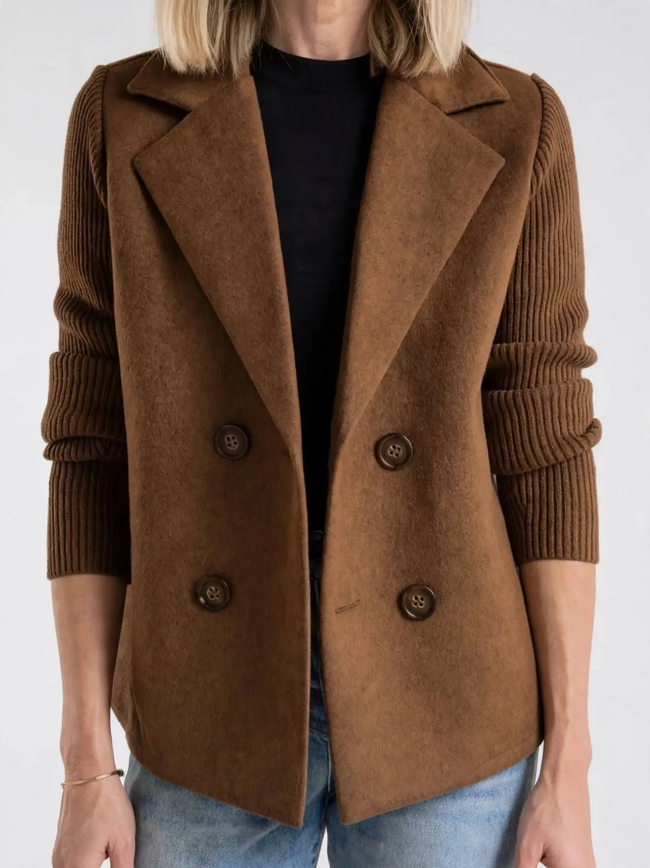 Manteau femme manches patchwork décontracté poches coton