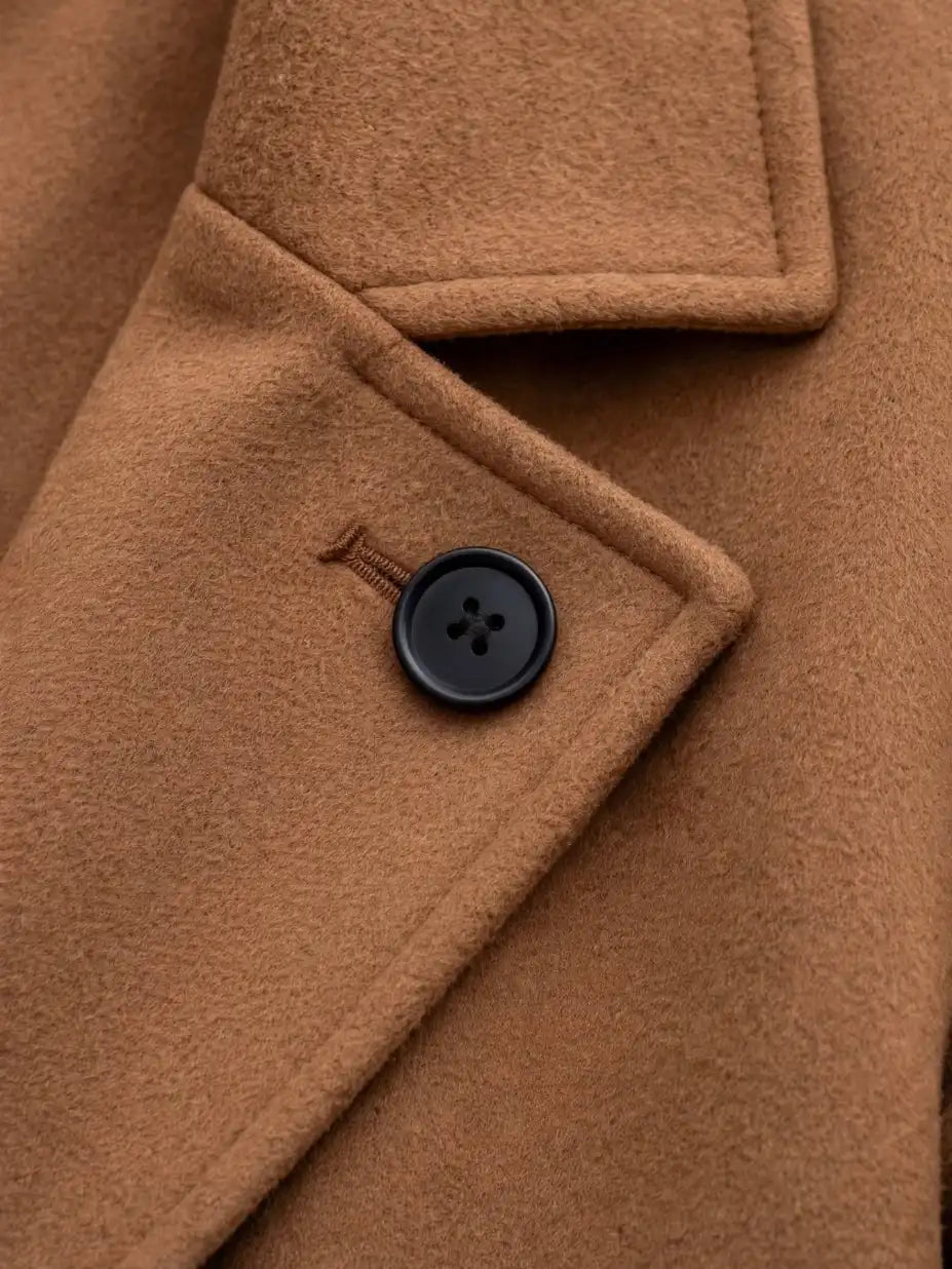 Manteau Femme Mi-Long Hiver-Automne Double Boutonnage Chaud