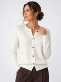 Cardigan Aspect Cachemire Femmes, Tricot Pull Boutonnage Frontal Doux - Blanc S
